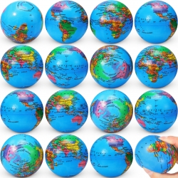 Vinsot 60 Pack Mini Earth Stress Balls 2.5 Inch PU Globe Squeezable Balls Educational Foam Squeezable Balls for Finger Exercise School Classroom Party Favors Stress Relief Toys